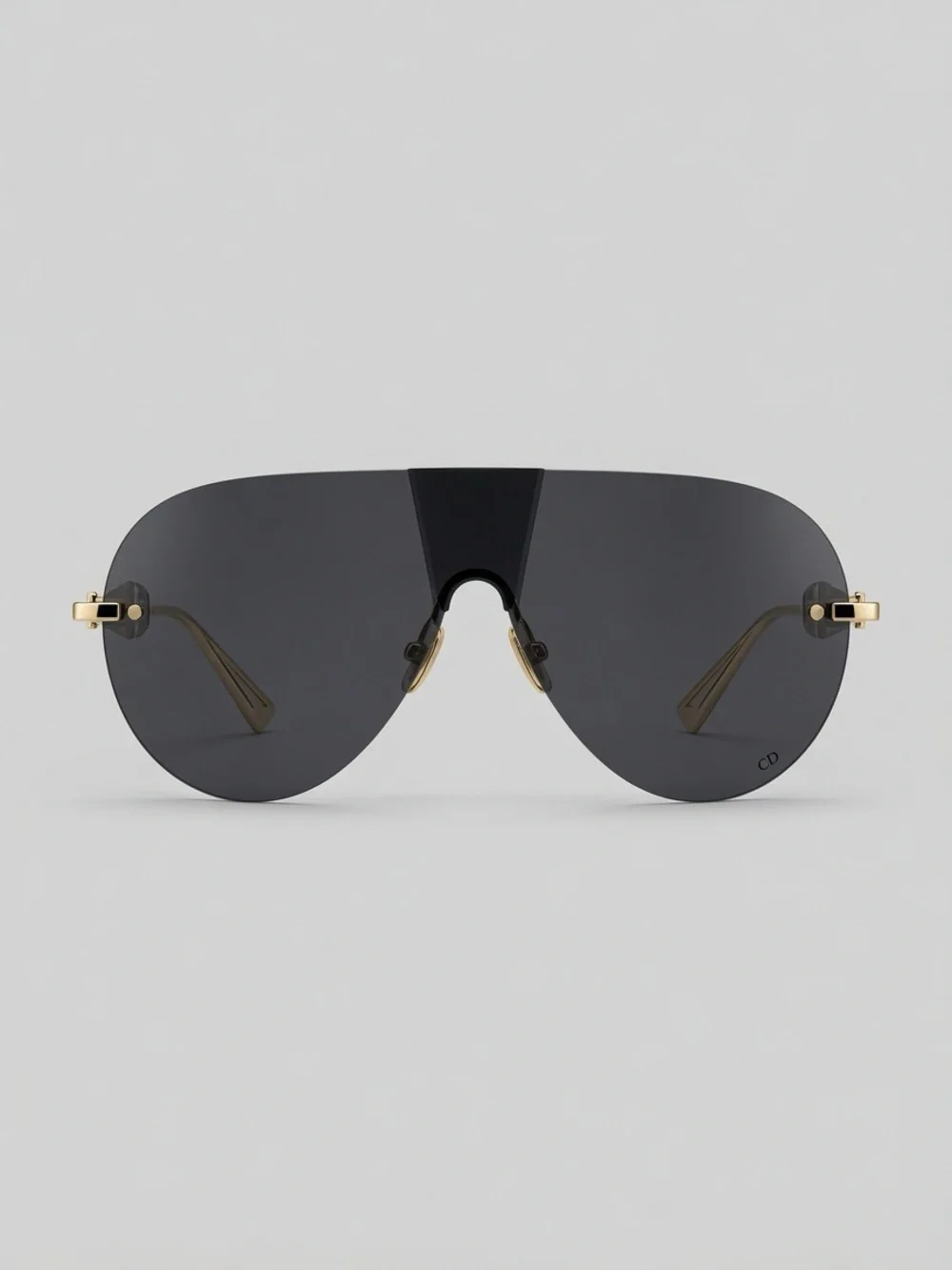 Dior Men’s Black Shield Sunglasses with Gold Accents